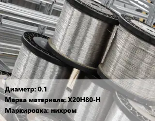 Нихромовая проволока тонкая 0.1 Марка: Х20Н80-Н нихром
